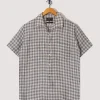 Open Collar Plaid Shirt - Blue
