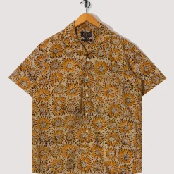 Open Collar Shirt - Yellow Sun Flower