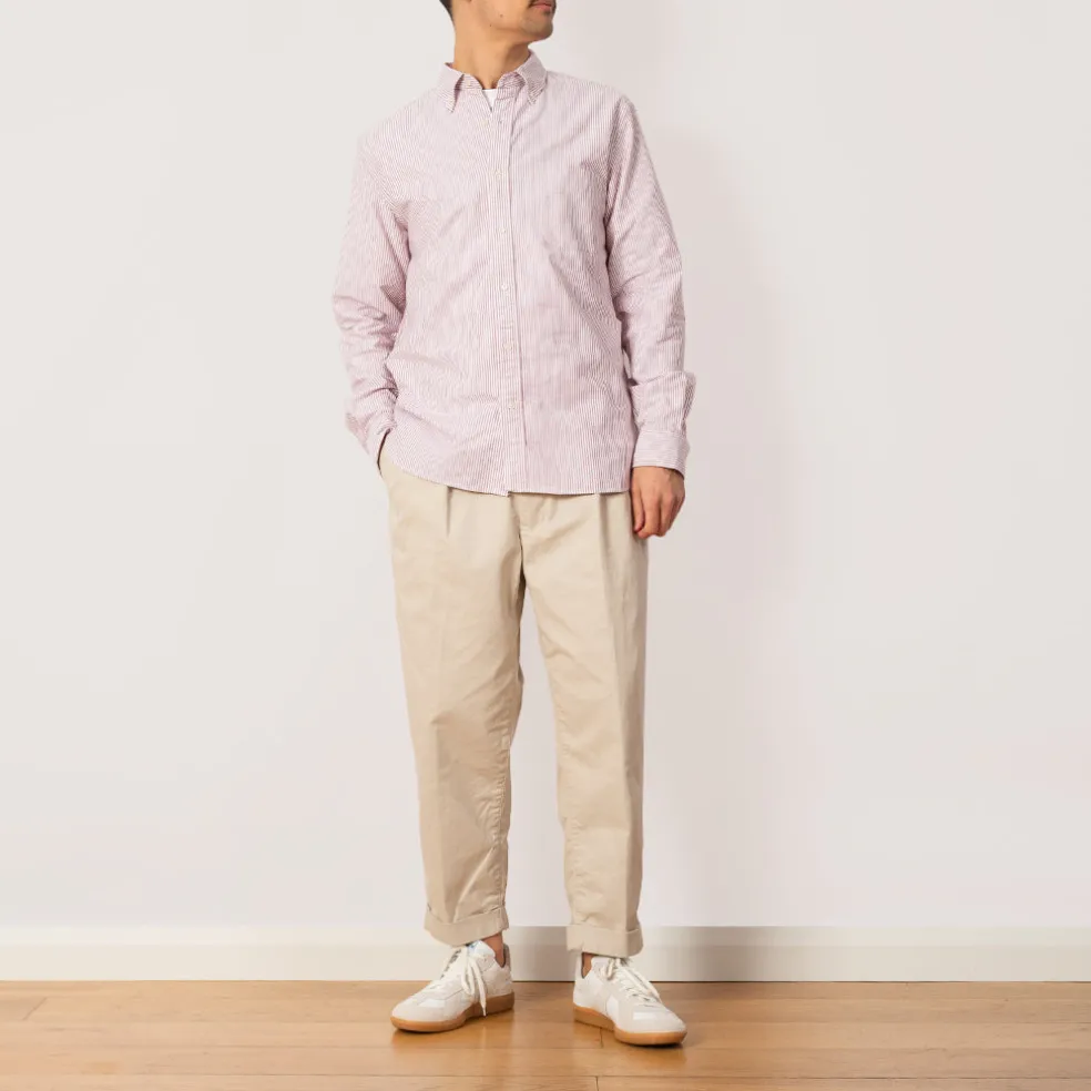 Oxford Candy Stripe Shirt - Wine