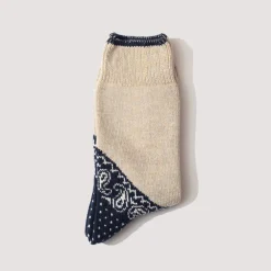 Paisley Bandana Socks - Navy