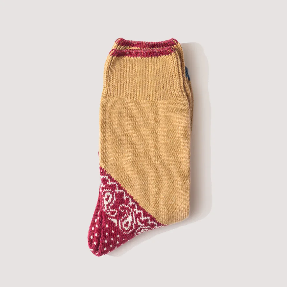 Paisley Bandana Socks - Red
