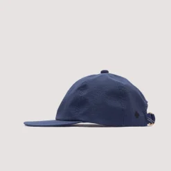 6 Panel Hat Seersucker - Navy