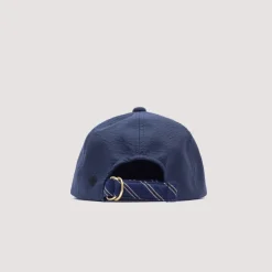 6 Panel Hat Seersucker - Navy