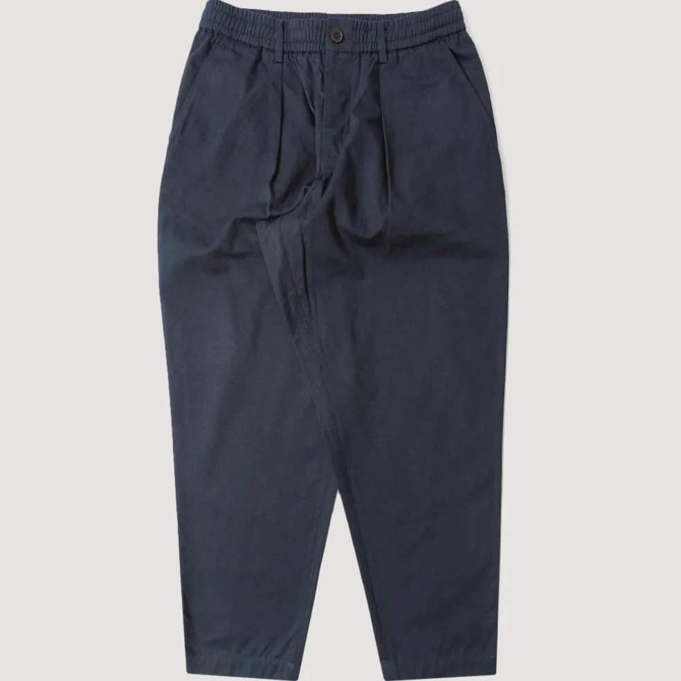 Pleated Track Pant - Navy Twill