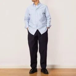 Pleated Track Pant - Navy Seersucker