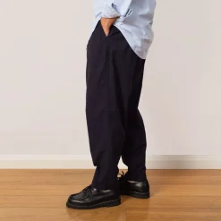 Pleated Track Pant - Navy Seersucker