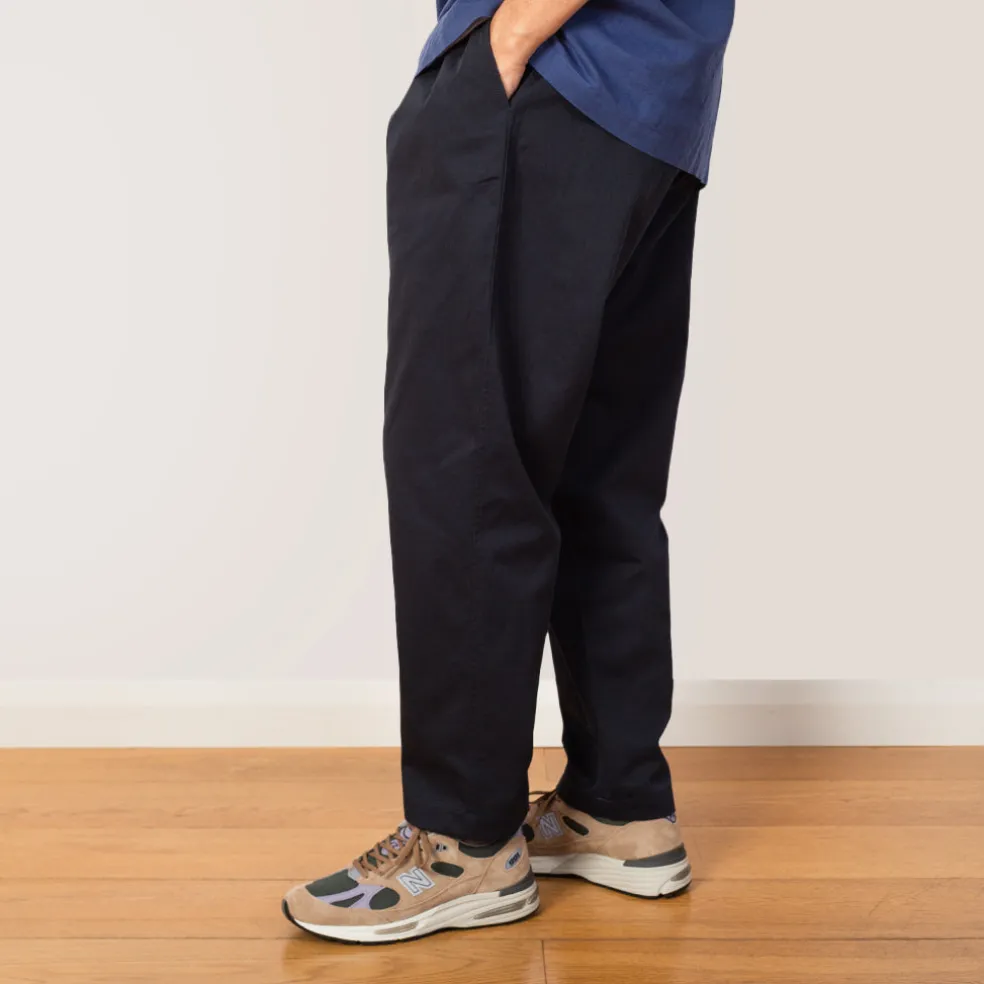 Pleated Track Pant - Navy Twill