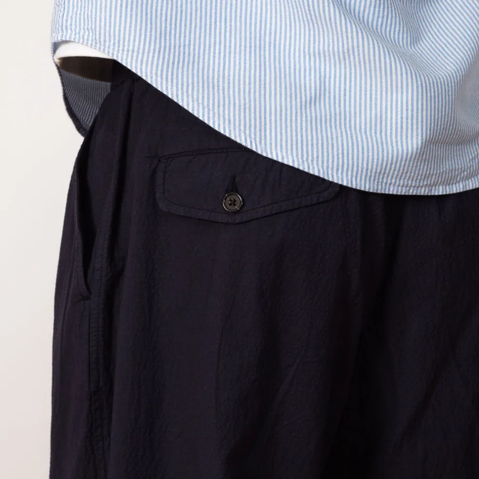 Pleated Track Pant - Navy Seersucker