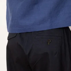 Pleated Track Pant - Navy Twill