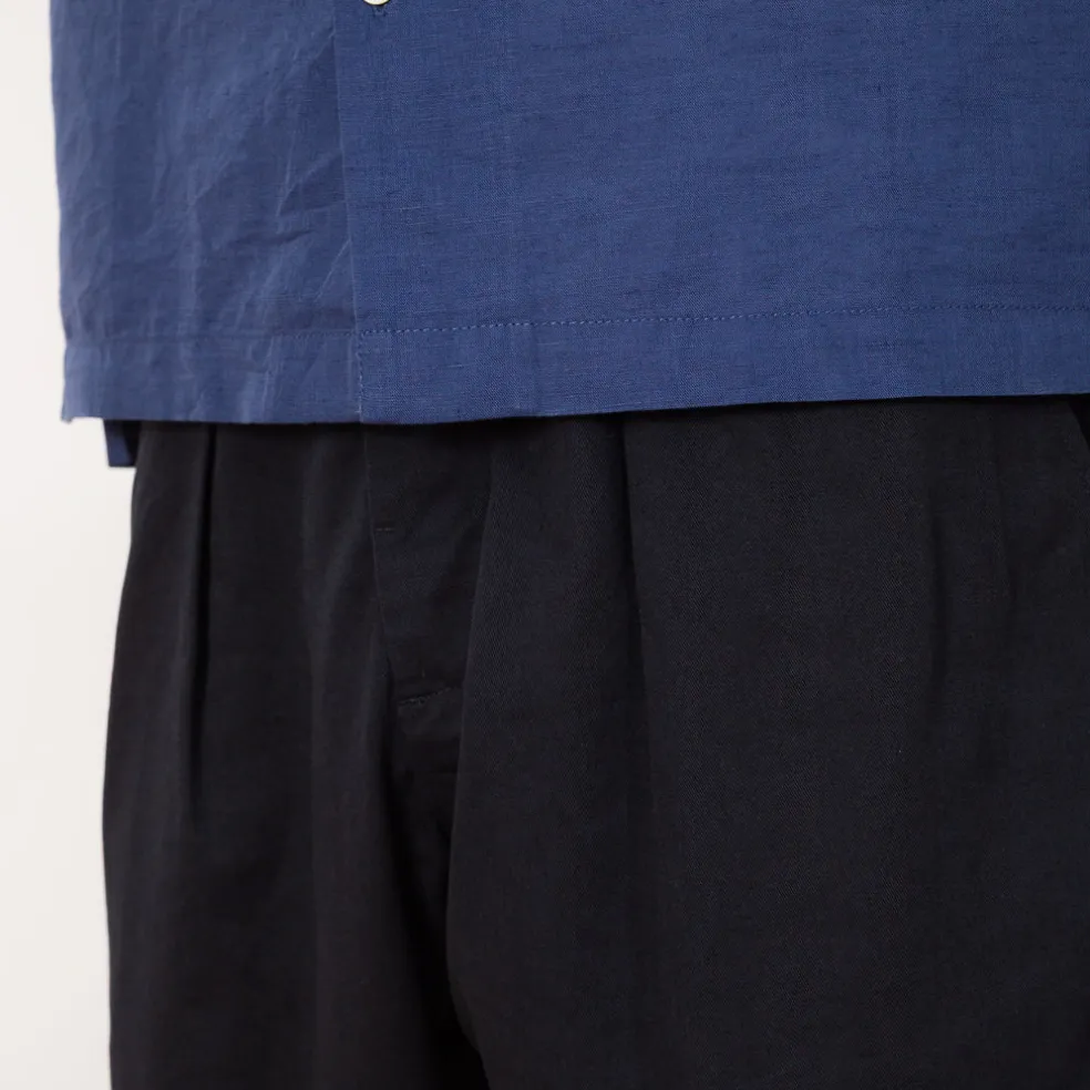 Pleated Track Pant - Navy Twill