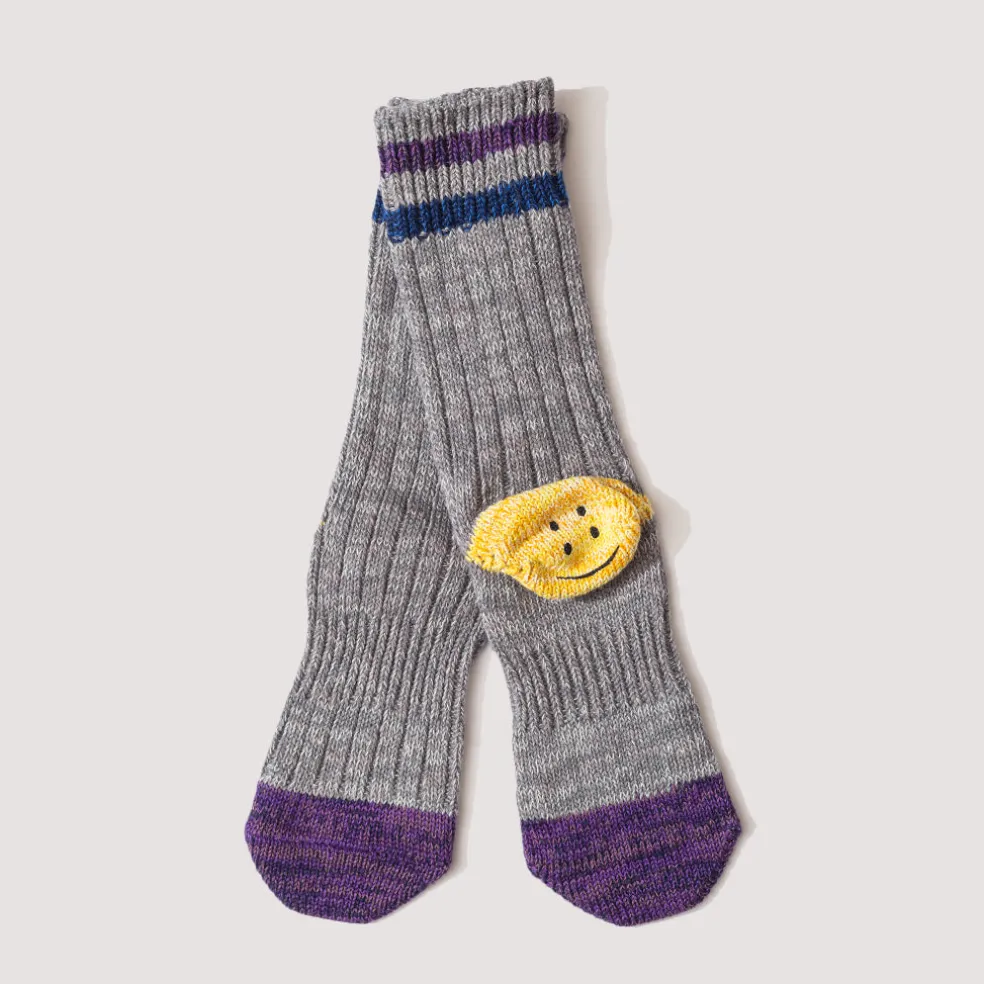 Rainbow Happy Heel Socks - Grey