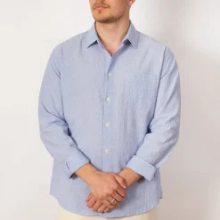 Relaxed Fit Shirt - Blue Texture
