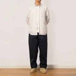 Relaxed Fit Shirt - Sage Microstripe Slub