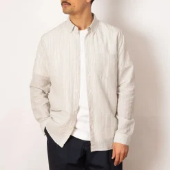 Relaxed Fit Shirt - Sage Microstripe Slub