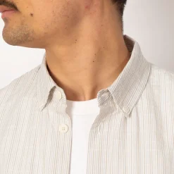 Relaxed Fit Shirt - Sage Microstripe Slub