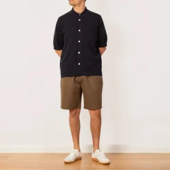 Rollo Cotton Linen SS Shirt - Dark Navy