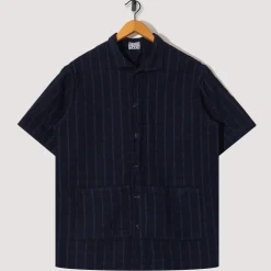 Short Sleeve Flipped Collar Shirt - Hadal Blue