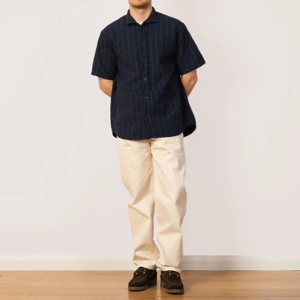 Short Sleeve Flipped Collar Shirt - Hadal Blue