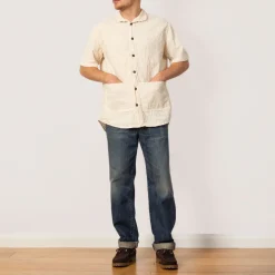 Short Sleeve Flipped Collar Shirt - Rinsed