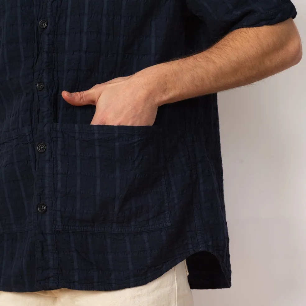 Short Sleeve Flipped Collar Shirt - Hadal Blue