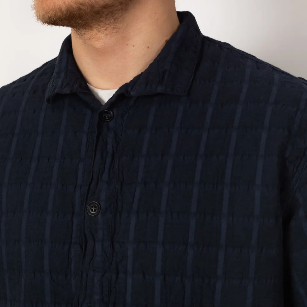 Short Sleeve Flipped Collar Shirt - Hadal Blue