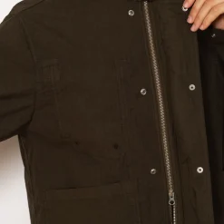 Short Stand Collar Jacket - Military Green