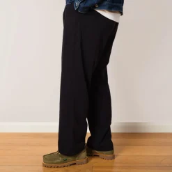 Single Pleated Wide Pants - Navy