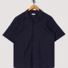 S/S Embroidered Stripe Shirt - Navy