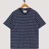 SS Textured Stripe Tee - Soft Navy/Ecru
