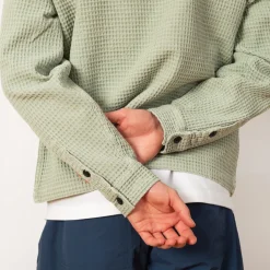 Waffle Button Front Shirt - Stone