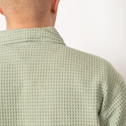 Waffle Button Front Shirt - Stone