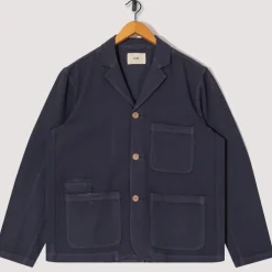 Wide Fit Blazer - Soft Navy Herringbone