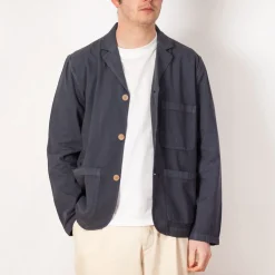 Wide Fit Blazer - Soft Navy Herringbone