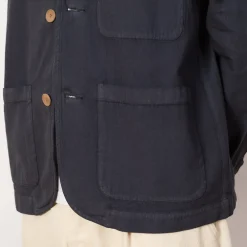 Wide Fit Blazer - Soft Navy Herringbone