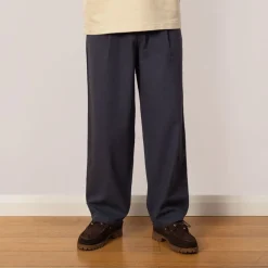 Wide Fit Trouser - Soft Navy Herringbone