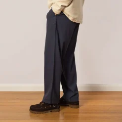 Wide Fit Trouser - Soft Navy Herringbone