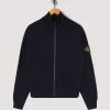 Zip Up Ribbed Funnel Knit - Navy Blue (V0020)