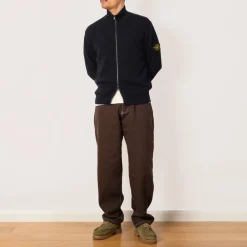 Zip Up Ribbed Funnel Knit - Navy Blue (V0020)